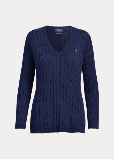 Women's Polo Ralph Lauren Cable-Knit Side-Slit Sweater | 860154WJV